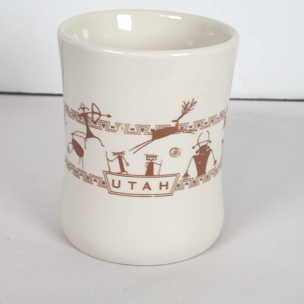 Utah Coffee Tea Mug Cup cream aztec cave man tribal Outdoors Souvenir 4"